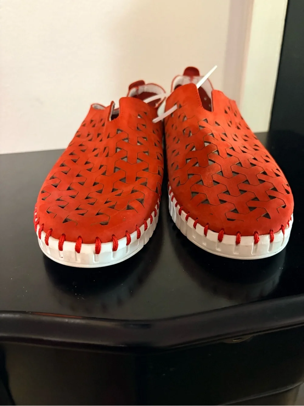 Eric Michael Orange Woven Slip-On Shoes - Picture 2 of 9